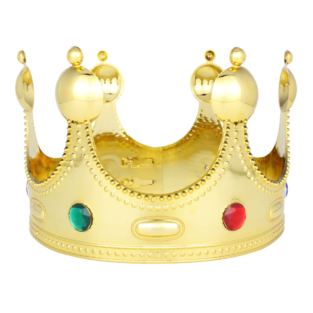 生日皇冠塑料皇冠饰品发饰头饰庆典皇冠窄边彩钻金色皇冠