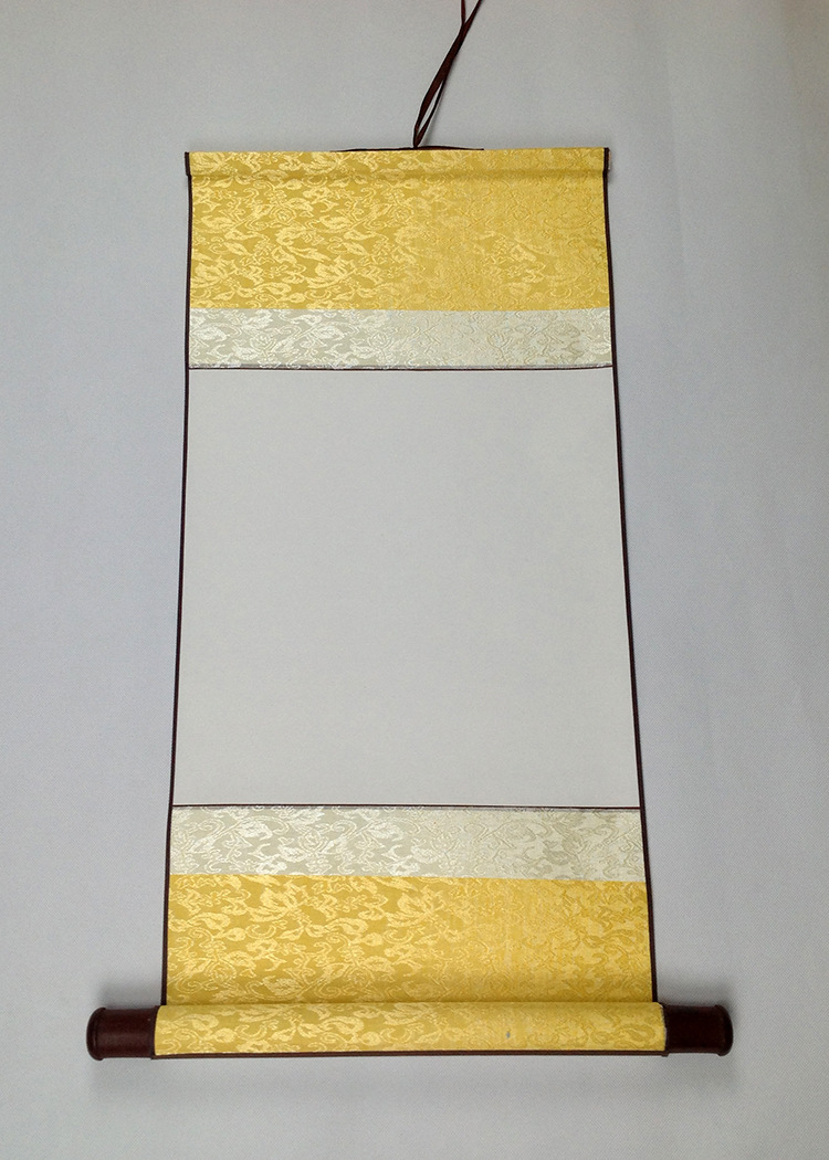 一尺小品空白挂轴卷轴 书画生宣纸画轴立轴 全绫布装裱 厂家直销