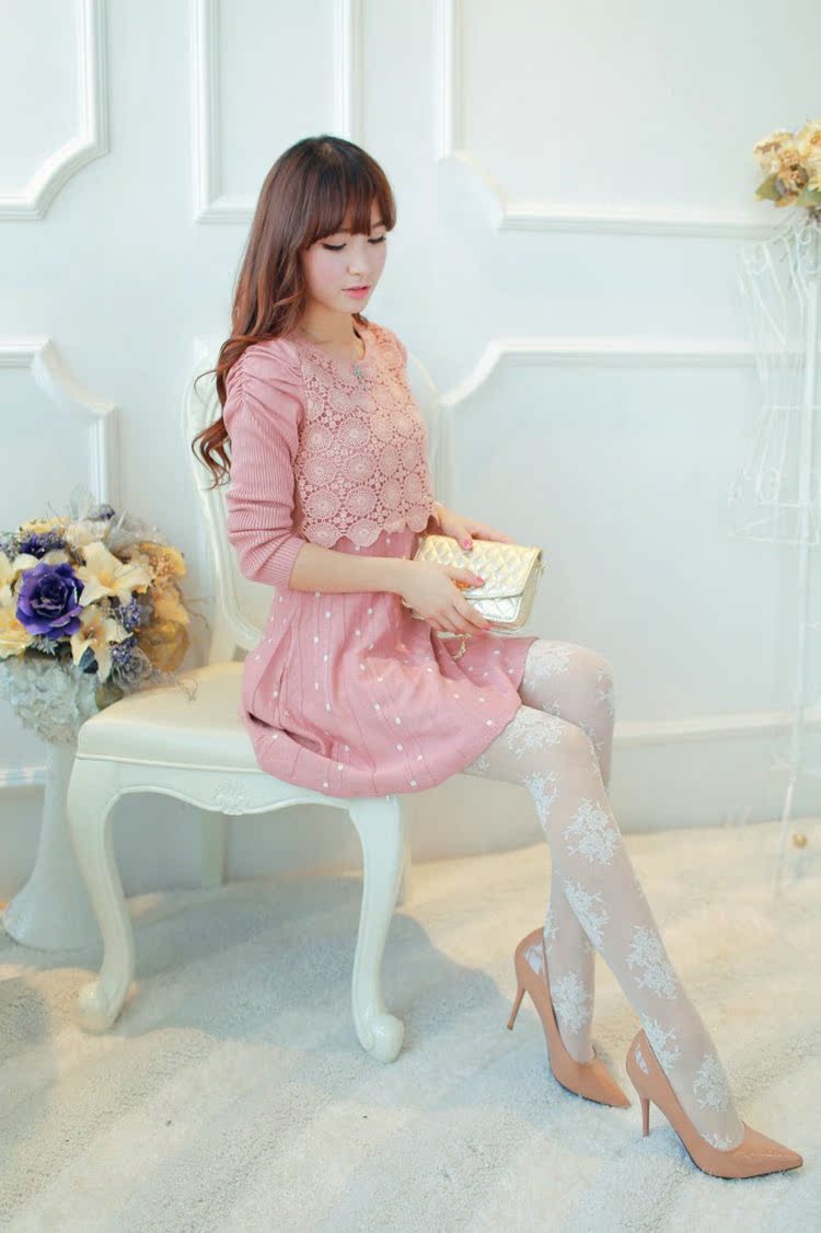 2015春夏超美超仙立体蕾丝大花朵丝袜加档防勾提花美腿镂空.