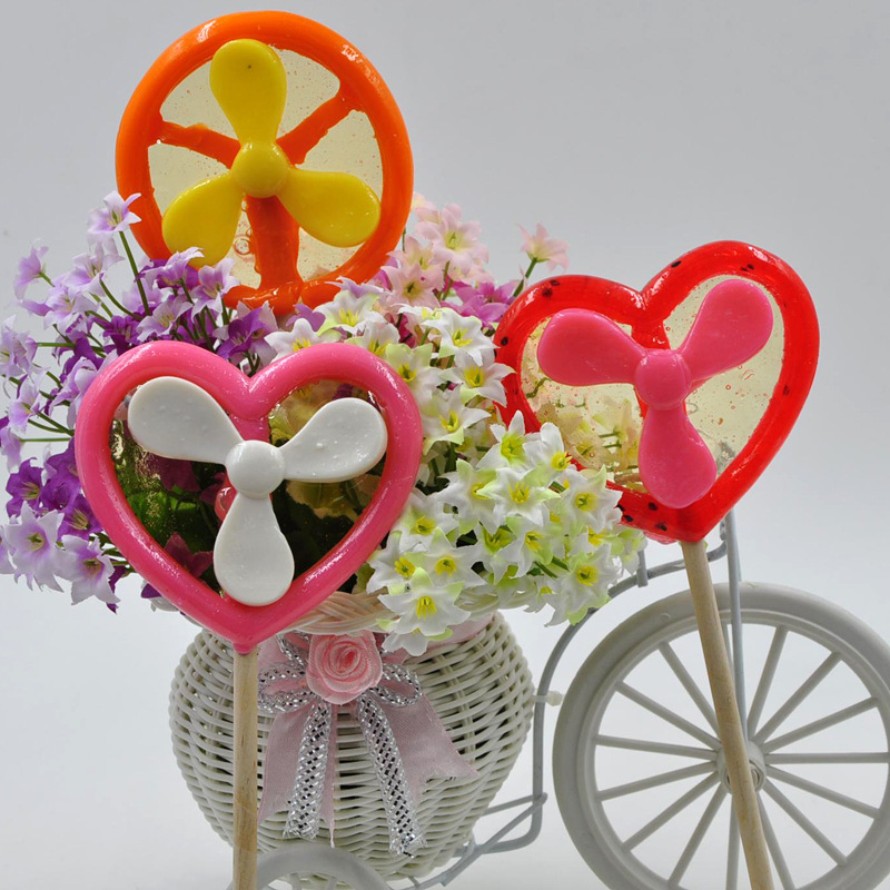 轩仔80g卡通硬棒风车造型糖 可爱糖果 儿童喜爱 80g*24支/盒 批发