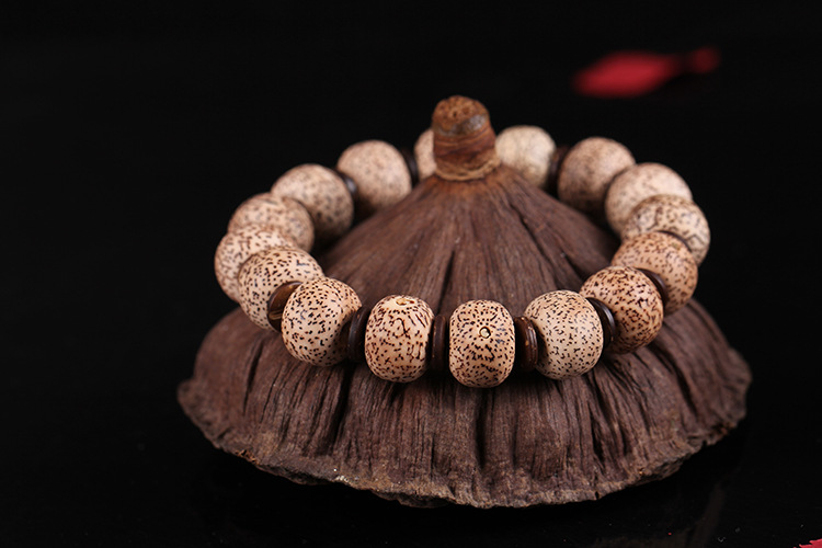 天然干磨高密摩尼籽桶珠手串原创冰花星月菩提佛珠手串椰壳款批发