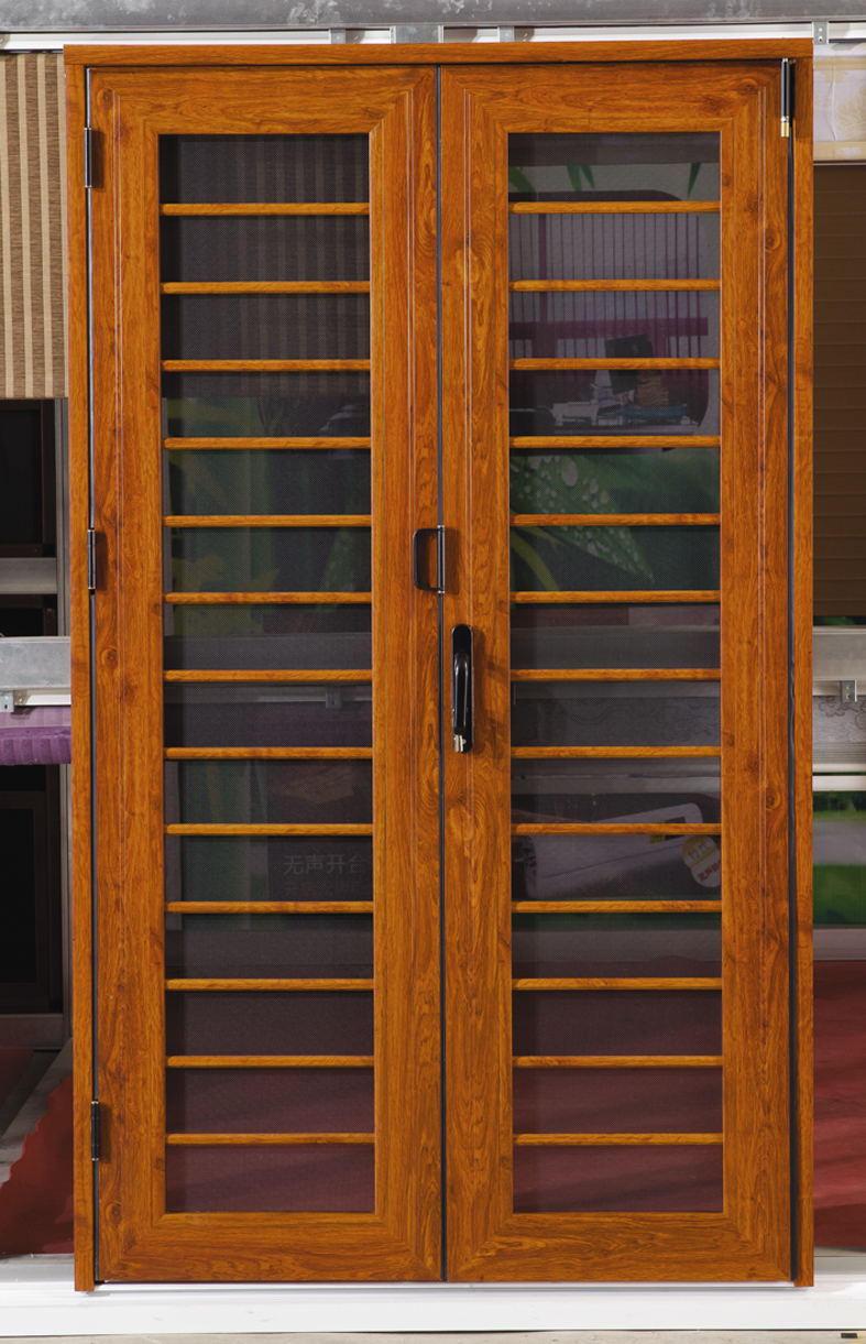 12目复合防盗纱门 铝合金防虫耐锈防蚊网推拉纱门木框纱门