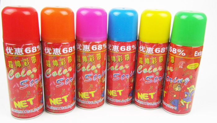 正品超帅喷彩带节日气氛调节 圣诞雪带 喷射彩条 彩色飞雪条批发