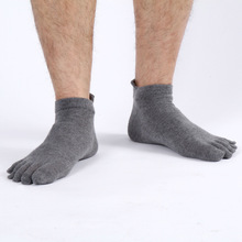夏季薄款短筒男士五指船袜 纯棉棉质低筒分趾袜护后跟外贸代发