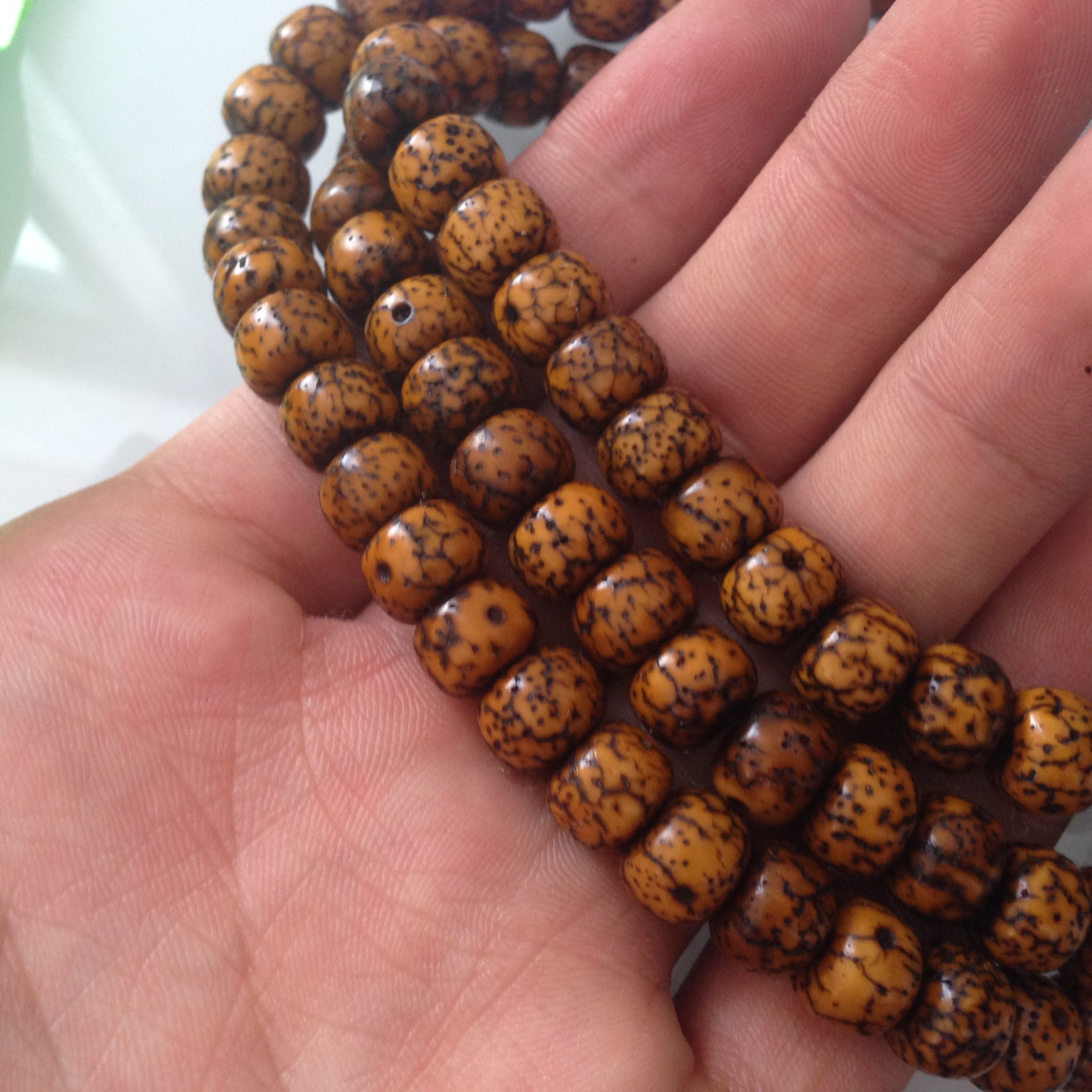 9mm玉化满卡片做旧老星月菩提包浆厚重星月菩提