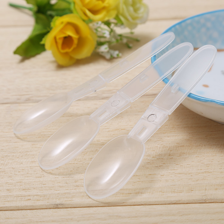 厂家批发 一次性塑料勺子 可折叠式食品零食用塑料勺折叠勺