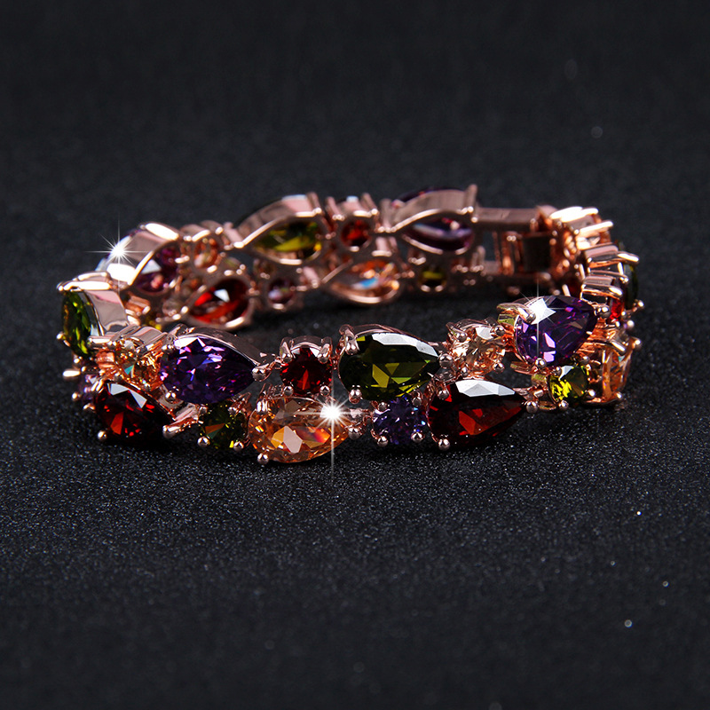 火拼爆款 欧美蒙娜丽莎锆石手链 七彩aaa锆石手链 高品质水晶锆石
