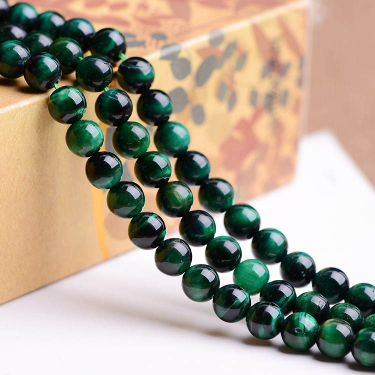 diy散珠配件 虎眼石 绿虎眼圆珠半成品 绿虎睛半成品