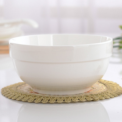 厂家直销 优质骨瓷餐具 7寸纯白陶瓷汤碗面碗 可加logo