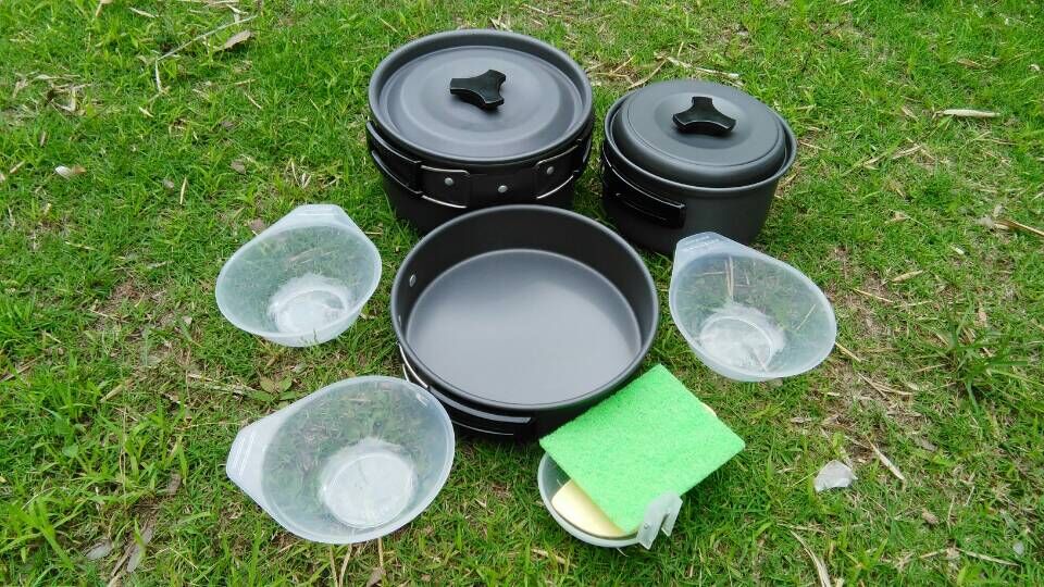 Portable Outdoor Jacketed Kettle Camping Pot Outdoor Multi-Functional Pot Set Portable Pot Set