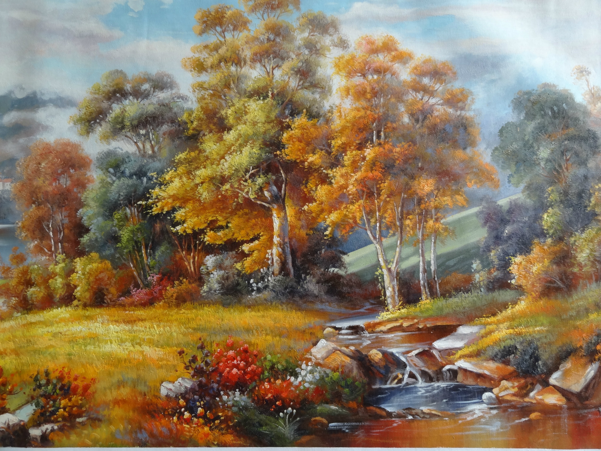 手绘中式风景油画 酒店办公室家居客厅沙发餐厅背景墙装饰画