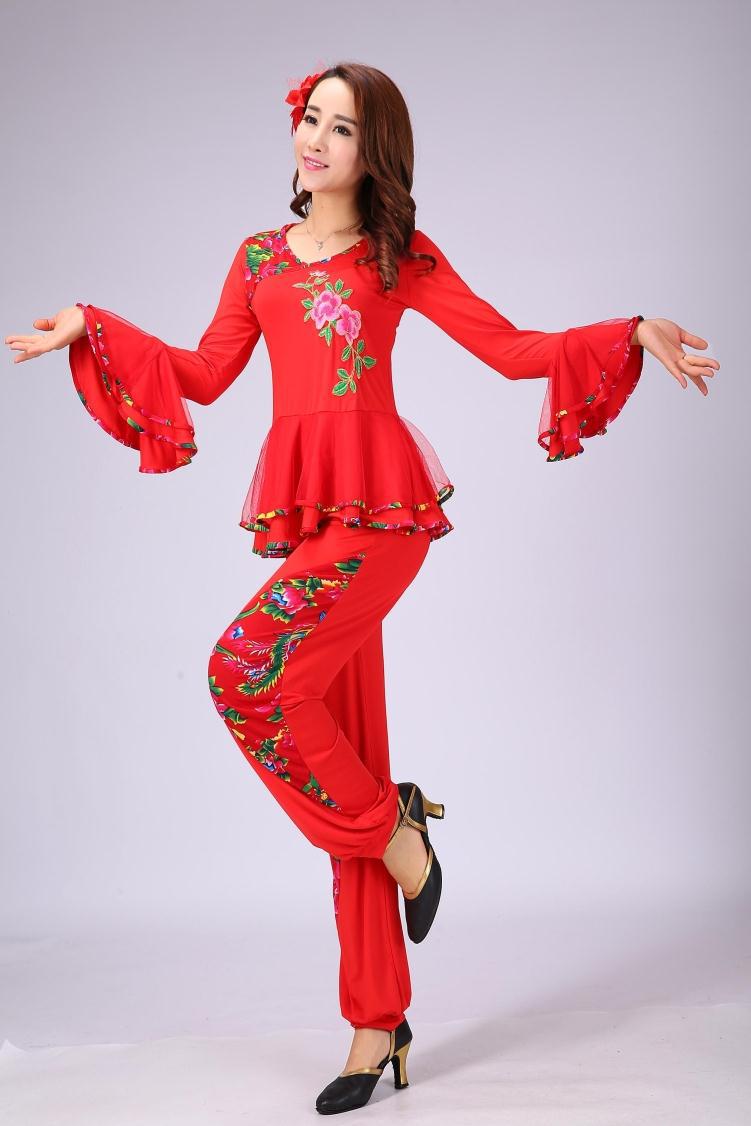 2016年广场舞服装中老年舞蹈gcw套装扇子舞春季新款表演出服