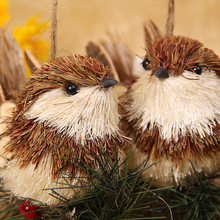 手工草编工艺品 歪头小鸟吊件nin09341手工挂饰批发