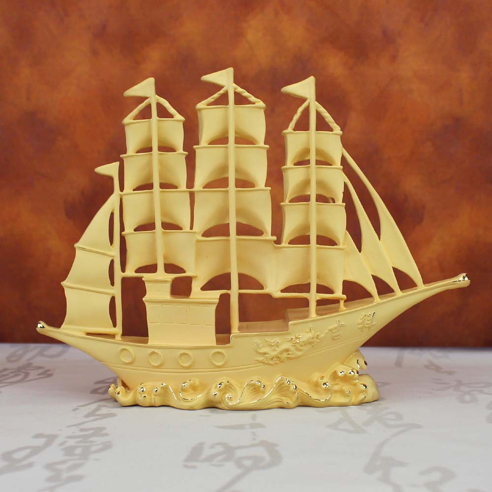 帆船 绒沙金工艺品 一帆风顺