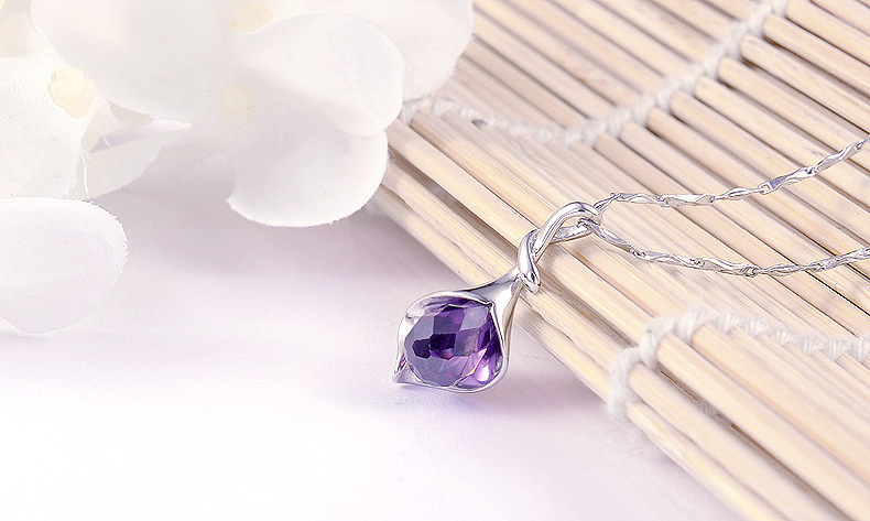 火树银花 925银饰品项链女韩版时尚个性水晶吊坠套链锁骨链可刻字