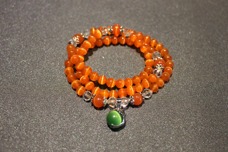 橘色 粉猫眼石散珠半成品批发 diy串珠配件 浅粉猫眼石6-8