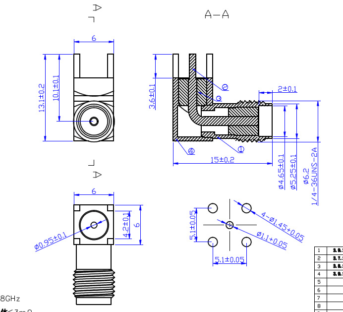 爆款连接器高频头 sma-kwe 90度 外螺内孔 线路板座pcb焊板特价