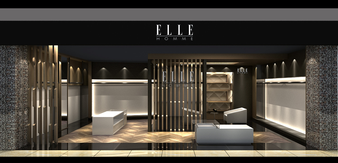 休闲商务装展柜,高档专卖店,elle男装,一线品牌