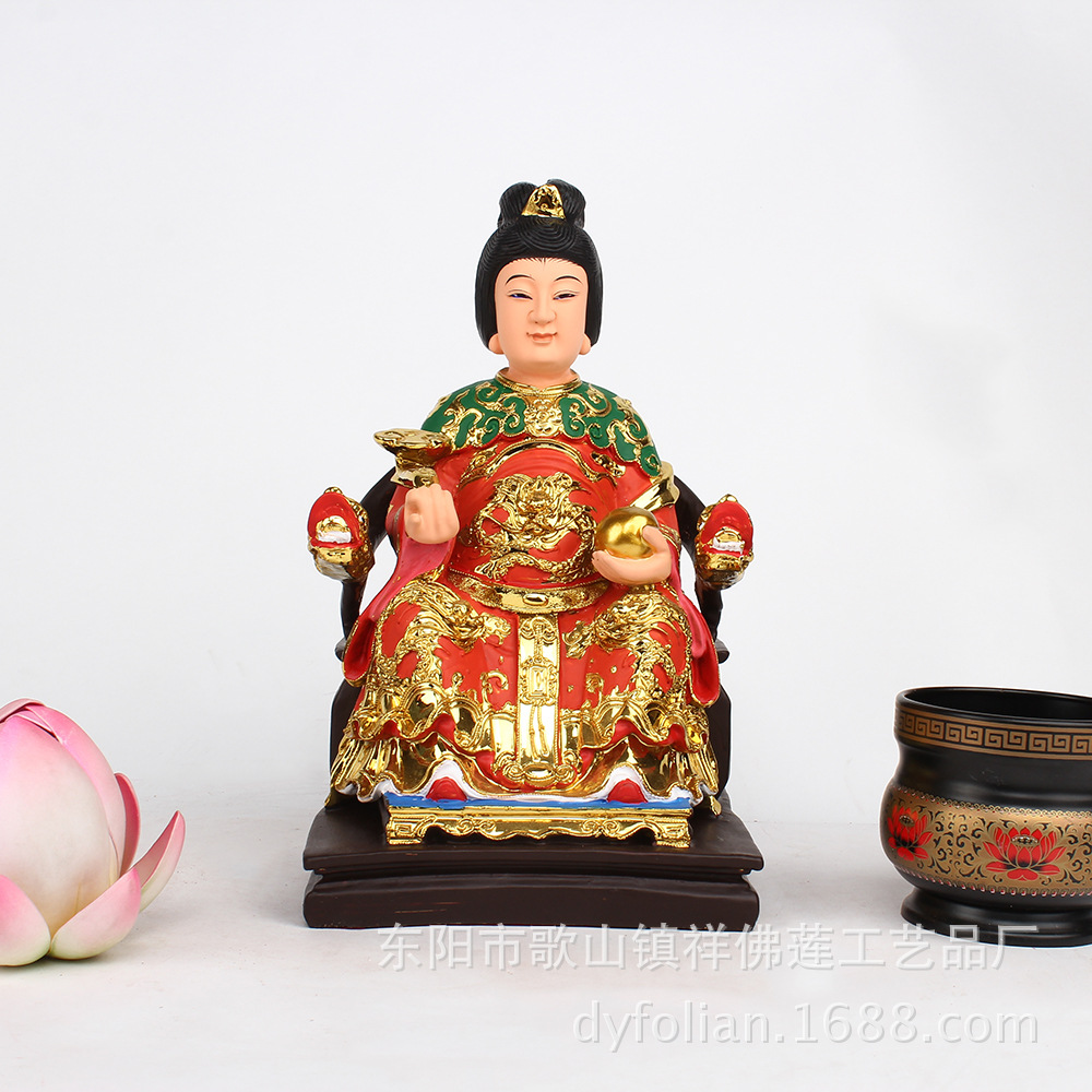 树脂佛像寺庙祠堂工艺品摆件 彩绘贴金家供12寸龙王龙母神像