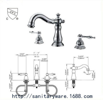 美国水龙头cupc认证 upc认证三孔面盆龙头 出口许可美国酒店/工程