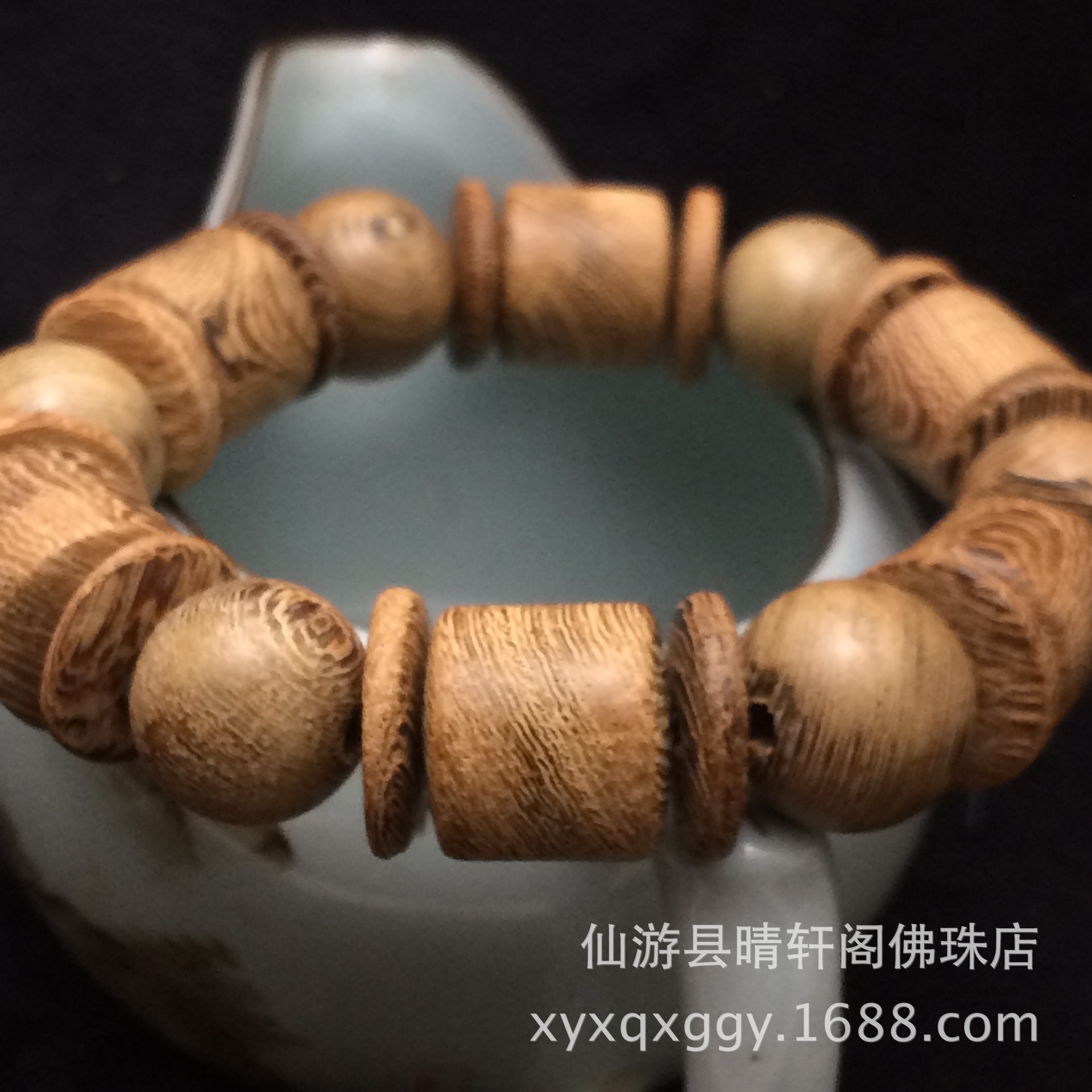 正品非洲鸡翅木手串桶珠三宝珠手链15木质佛珠手链男女款地摊货源