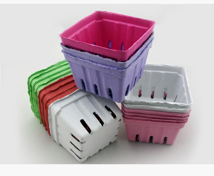 厂家直销哑光彩色水果篮定制环保可降解纸浆模塑草莓托蓝莓纸托