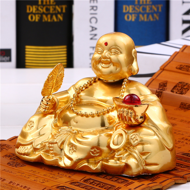 汽车用品 合金弥勒佛香水座 汽车摆件 保平安车载摆件 一件代发