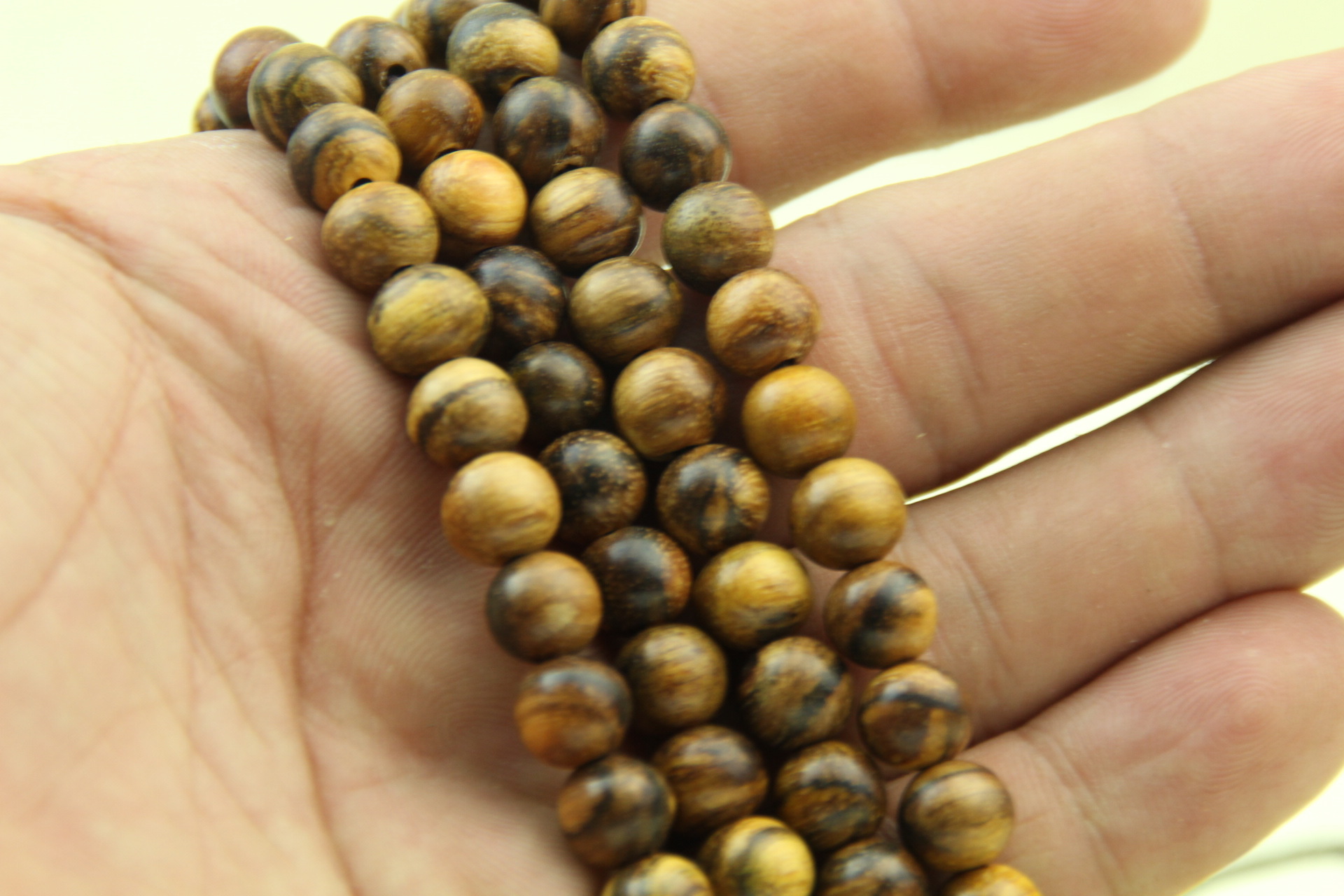 正宗印尼虎斑纹花奇楠沉香木108颗佛珠手串男女情侣款文玩