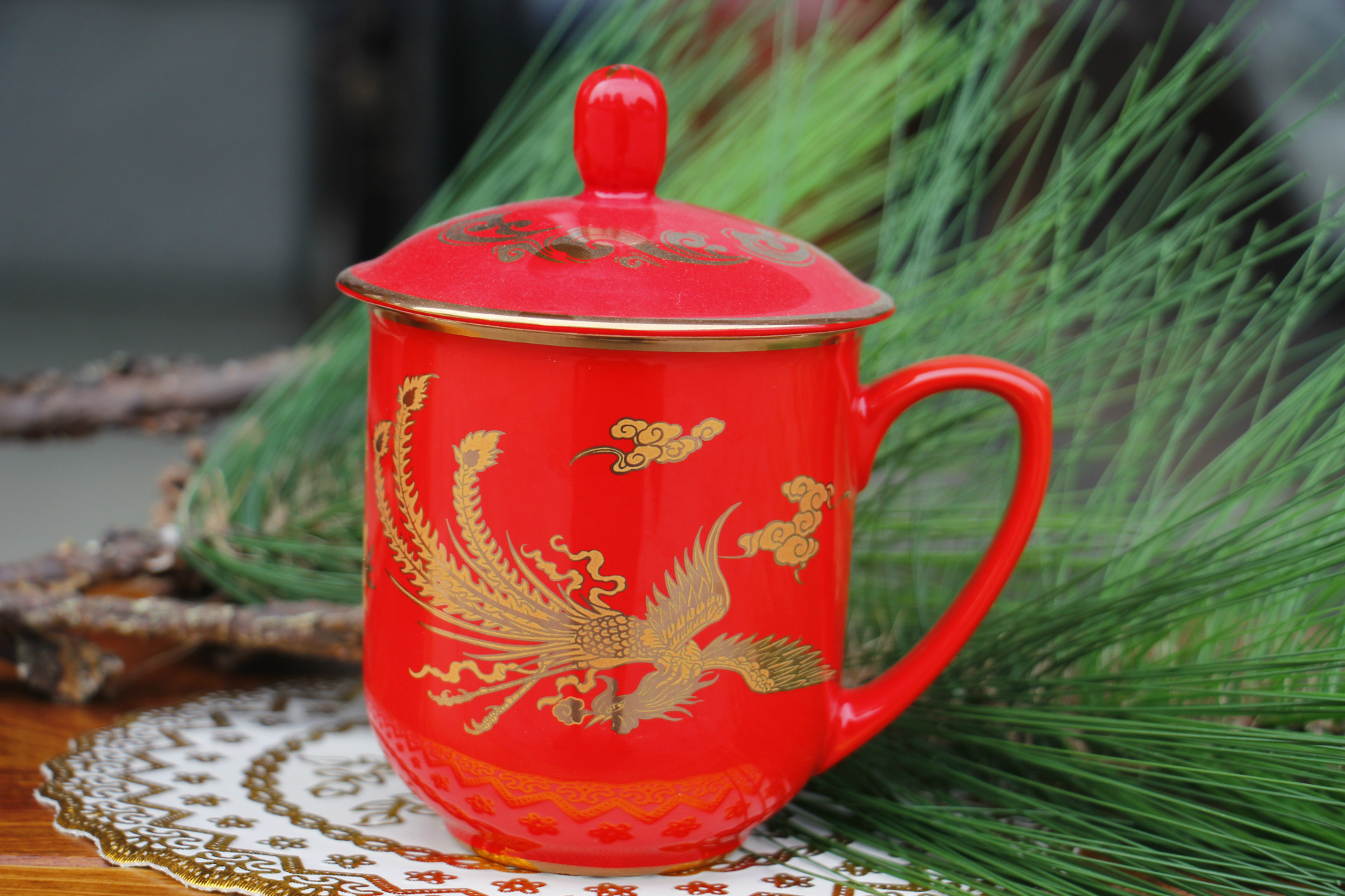 醴陵中国红瓷将军杯盖杯 高档办公茶杯 生_杯子_列表网