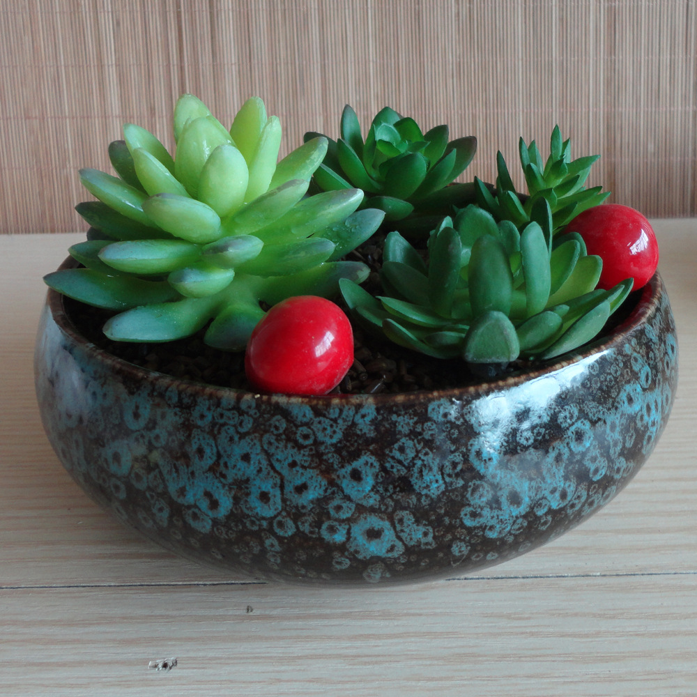 多肉花盆 复古创意陶瓷大口径多肉拼盘 2301花盆批发产地货源