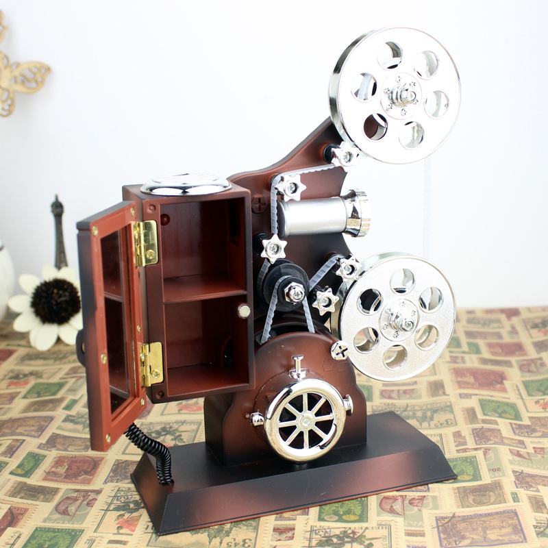 Factory Wholesale Retro Style Projector Music Box Storage Music Box Craft Gift Decoration Theater Souvenir