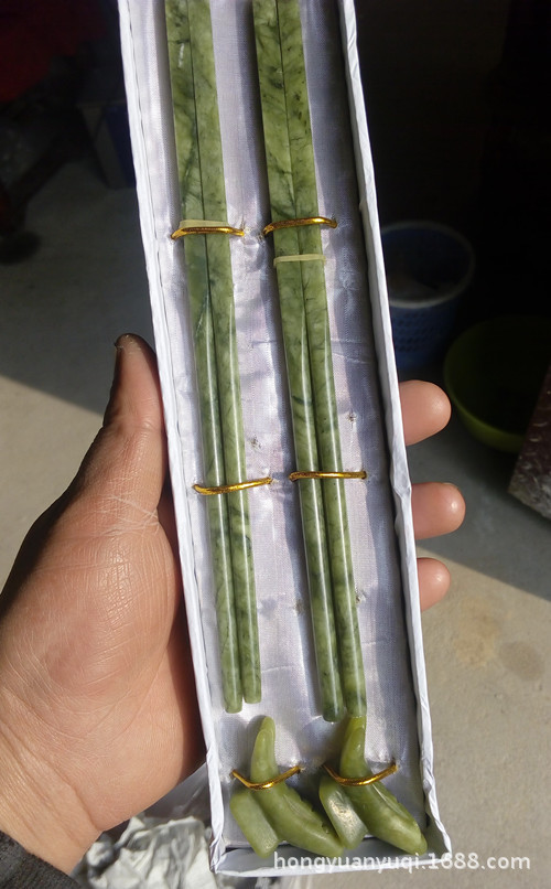 高档南玉玉石工艺礼品筷子 无漆无油无害天然环保酒店餐具