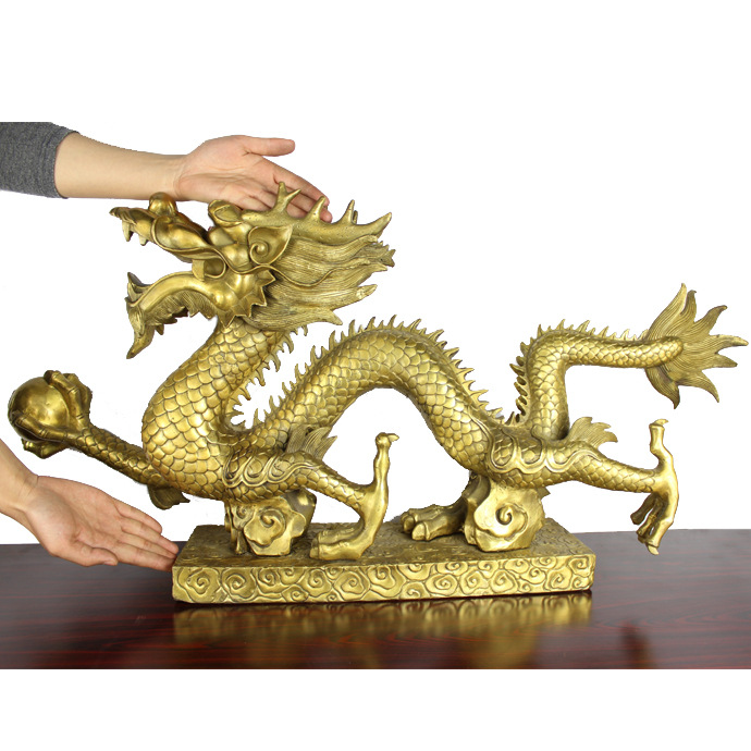 宇卓铜器纯铜黄铜汉龙 工艺品办公室 摆件 铜龙