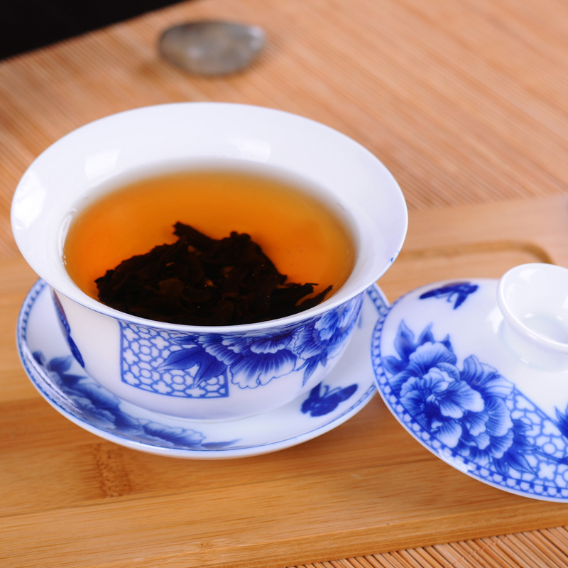 Gao Bai Blue and White Porcelain Cover Teacup Creative Household Tea Brewing Bowl 3.8-Inch Kung Fu Tea Set Gaiwan Wholesale