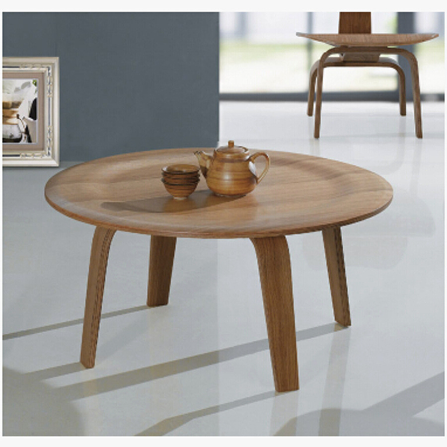 伊姆斯曲木矮圆形桌茶几 胶合板榻榻米功夫茶桌 弯曲木客厅家具