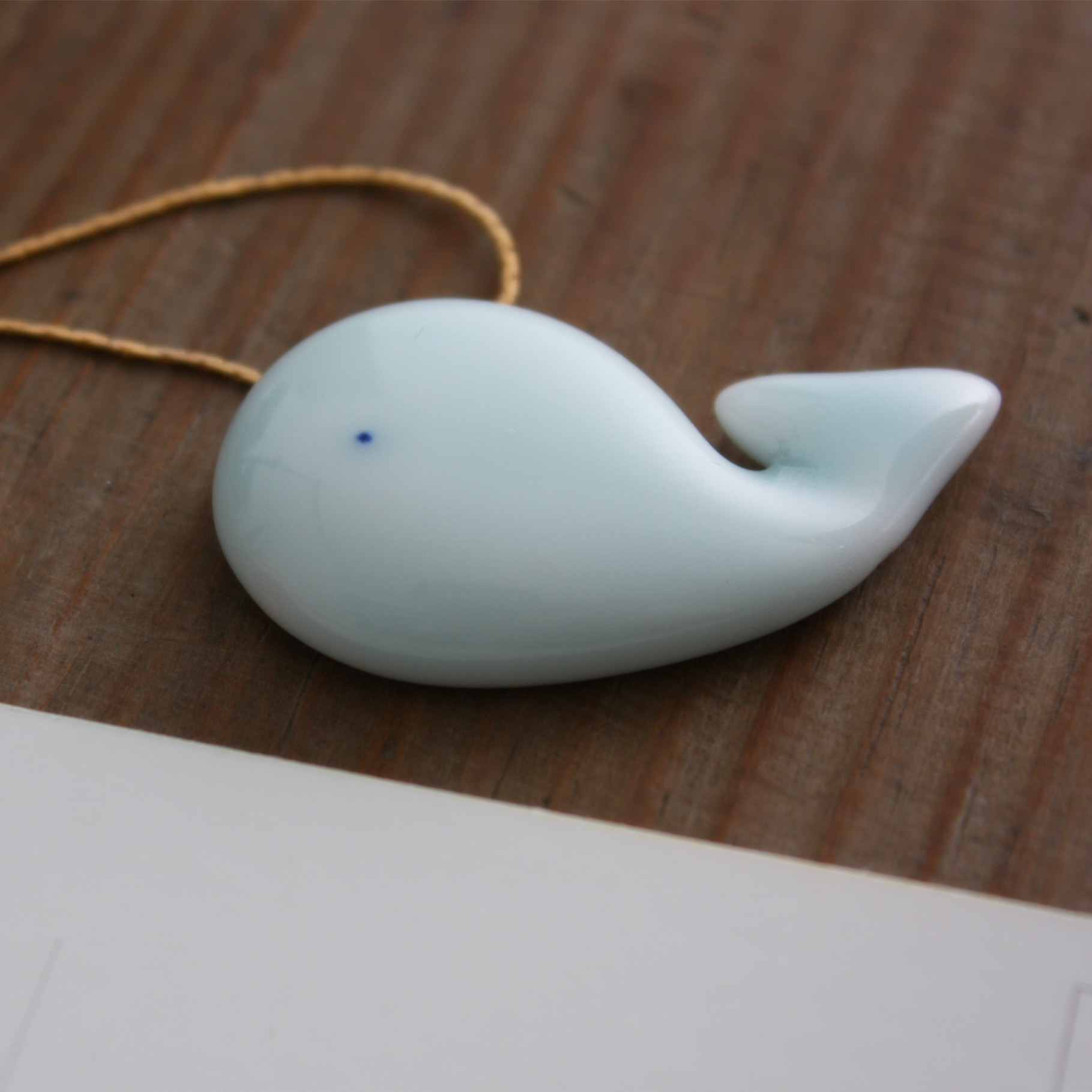 ec晴天陶瓷新品青釉鲸鱼项链小清新手绘新年小礼物甜美饰品