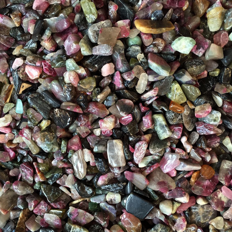 天然碧玺碎石 彩色电气石 消磁供佛风水石 东海厂家直销5-8mm