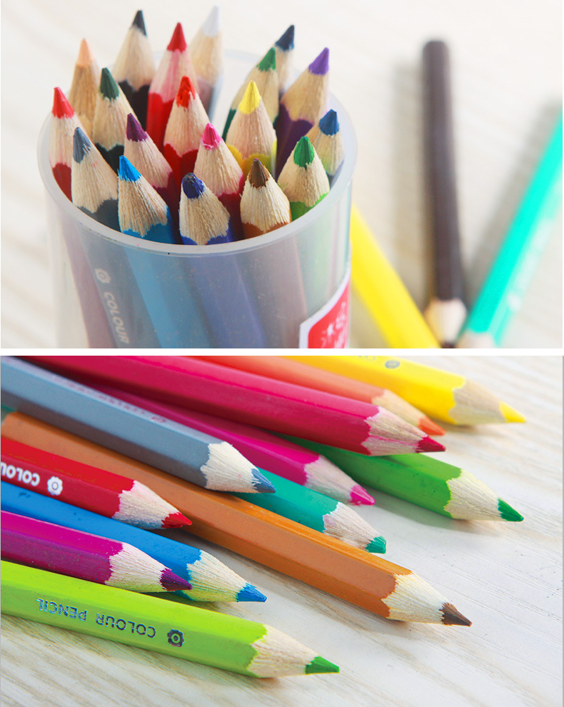 201m-12沐绘文具秘密花园油性彩色铅笔带卷笔刀筒装12色彩铅