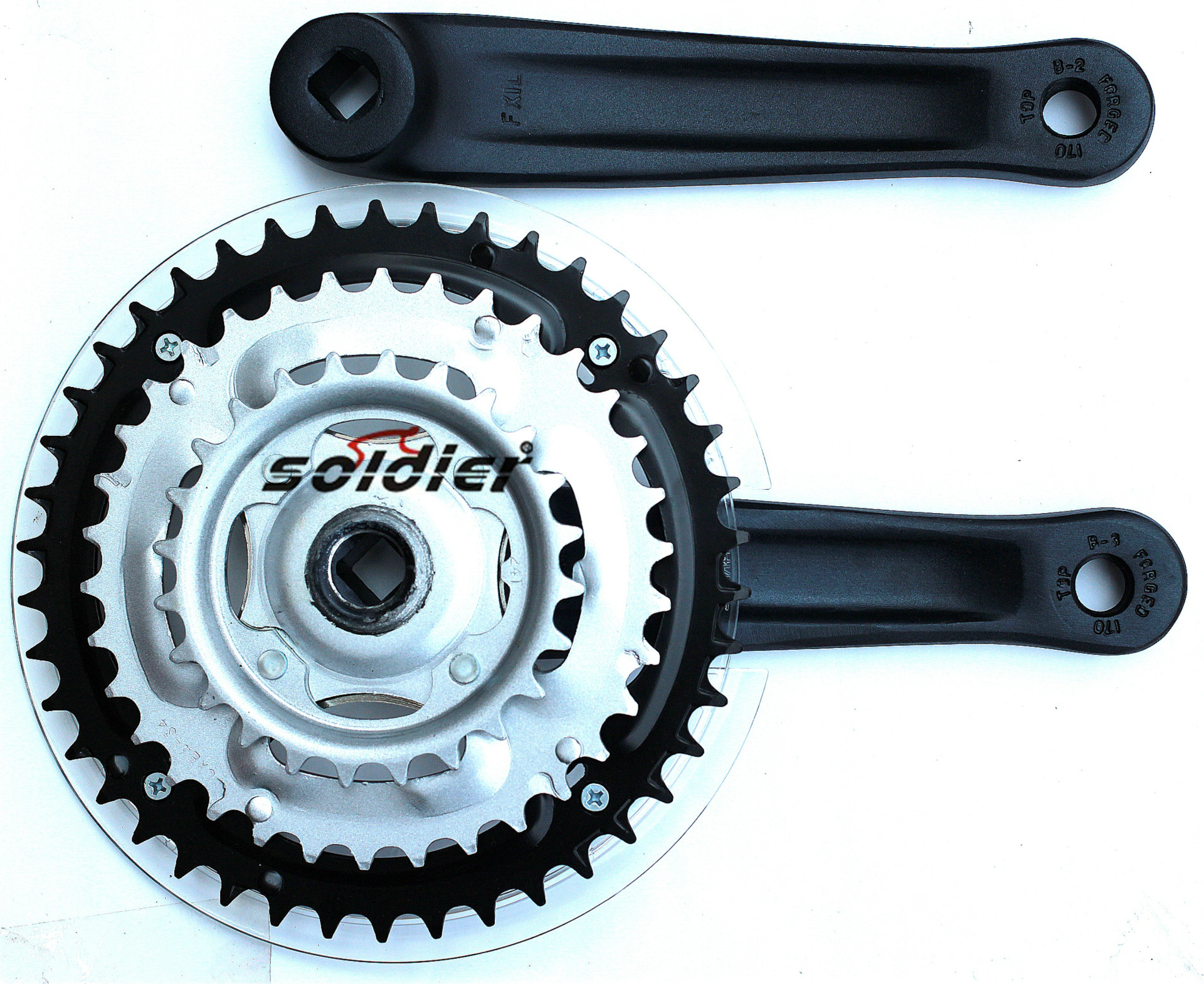 自行车牙盘铝合金曲柄 山地车变速牙盘 3片变速牙盘