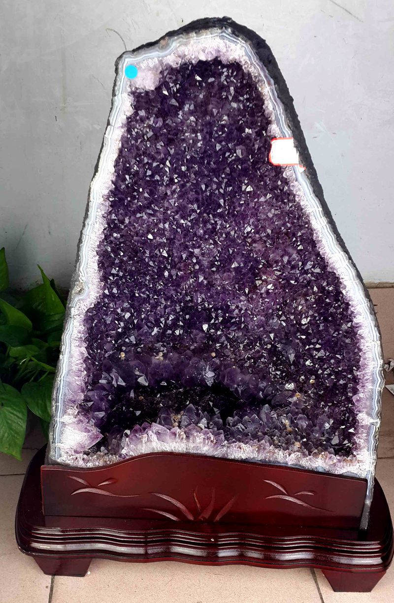矿区天然紫水晶洞摆件 聚宝盆紫晶洞原石 居家办公风水晶装潢摆设