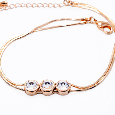 丽晶饰品 合金镀金饰品 时尚淑女款镶钻可动可调脚链 120119