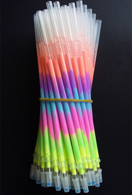 厂家直销彩色荧光笔芯 彩虹笔芯 闪光笔芯 中性笔芯 水粉笔芯特价