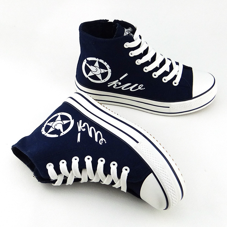 显瘦百搭拉链厚底中帮学生帆布透气运动女鞋