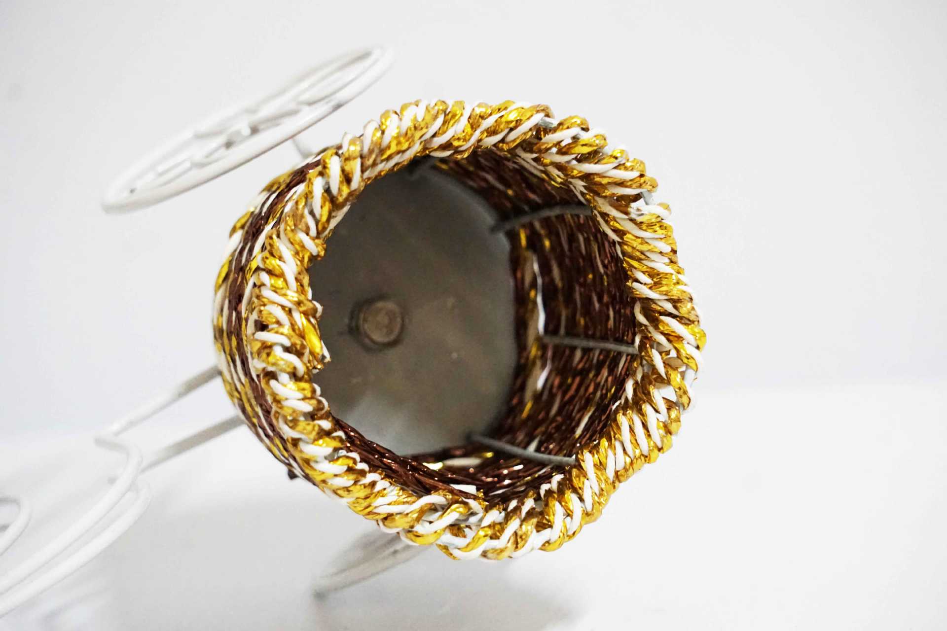 华青欧式花瓶 铁艺花篮三轮车桌面摆件工艺品 手工编织假花插.