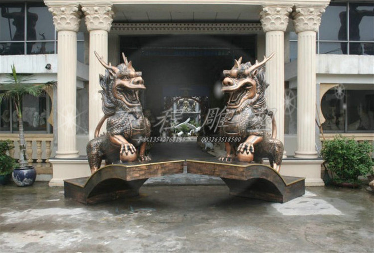 大门麒麟雕塑公司大门各种神兽雕塑定做高2