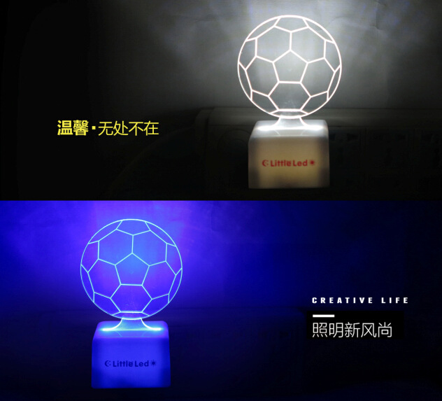 外贸速卖通爆款光控感应足球小夜灯 创意3d光控灯 壁纸装饰灯