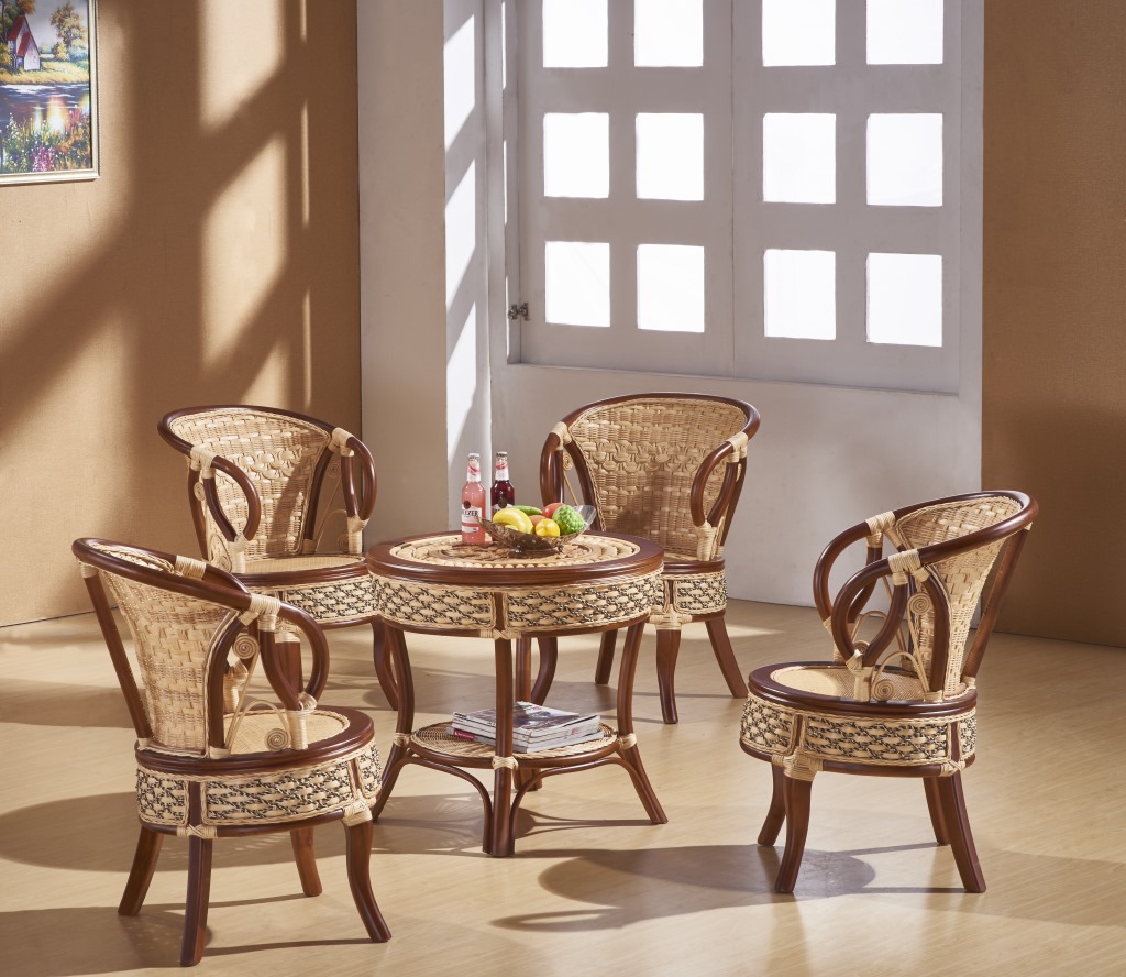 藤条藤艺椅阳台客厅茶楼庭院实木真藤桌椅三件套五件套藤制家具