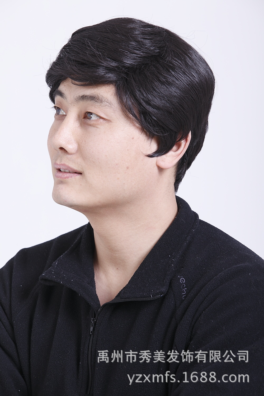男士假发短发爸爸新款发套男假发整顶中老年高温丝头发 中年假发