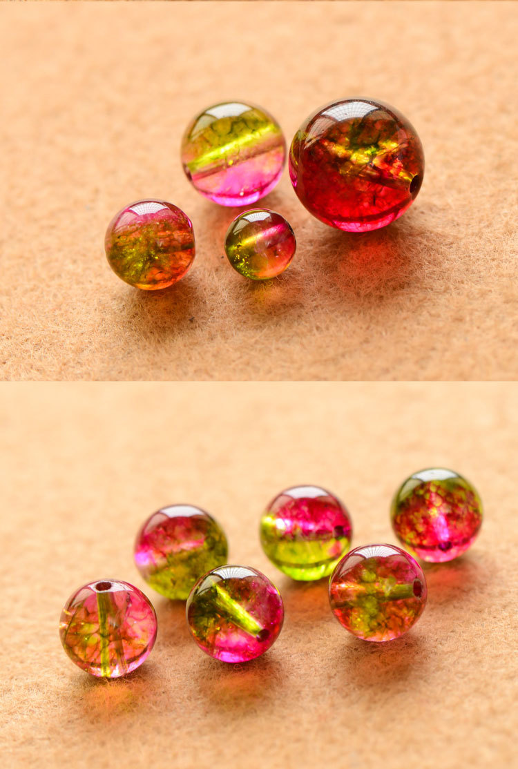 5a天然红绿西瓜晶仿巴西碧玺水晶散珠手串diy手工饰品配件 批发