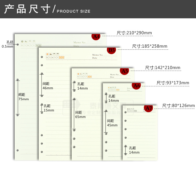 印刷厂批发通用版笔记本内页a4/b5/a5/a6/a7活页记事本内芯 替芯